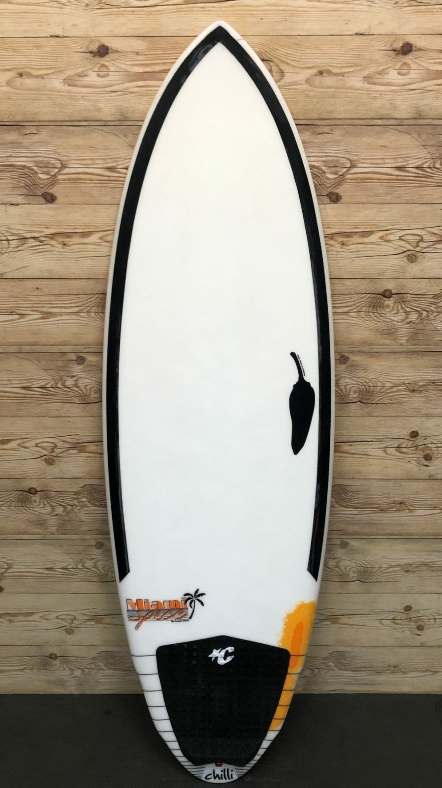 Fin Setup * | Popular 5'7 X 20 7/8 X 2 3/8 (30.8L) Chilli "Miami Spice" Shortboard Surfboard