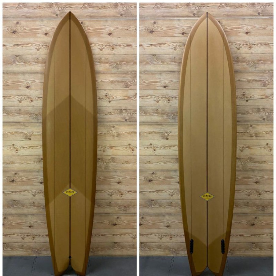 Fin Setup * | Discount Store Like New 8'5 X 22 1/2 X 2 3/4 Almond "Beach Chicken" Long Fish Surfboard