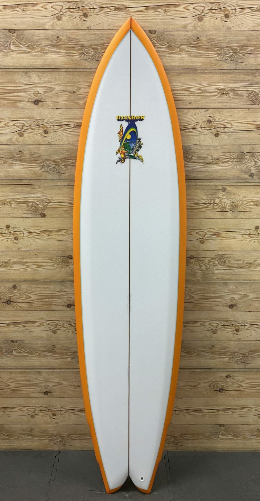 Fin Setup * | Good Quality Brand New 7'4 X 21 7/8 X 2 11/16 Rainbow "Long Quan" Mid-Length Fish Surfboard